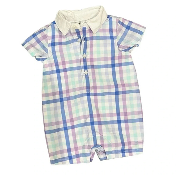 NEW Janie and Jack Pastel Plaid Collared Romper - Picture 1 of 6